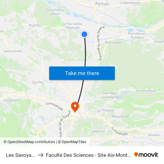 Les Savoyants to Faculté Des Sciences - Site Aix-Montperrin map