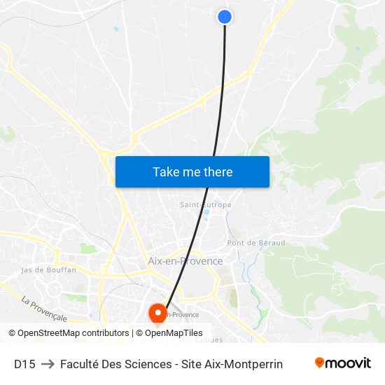 D15 to Faculté Des Sciences - Site Aix-Montperrin map