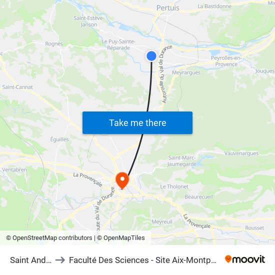 Saint André to Faculté Des Sciences - Site Aix-Montperrin map