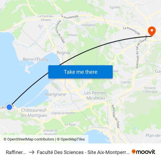 Raffinerie to Faculté Des Sciences - Site Aix-Montperrin map