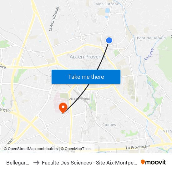 Bellegarde to Faculté Des Sciences - Site Aix-Montperrin map