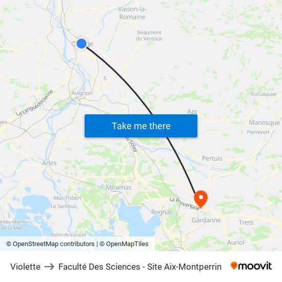 Violette to Faculté Des Sciences - Site Aix-Montperrin map