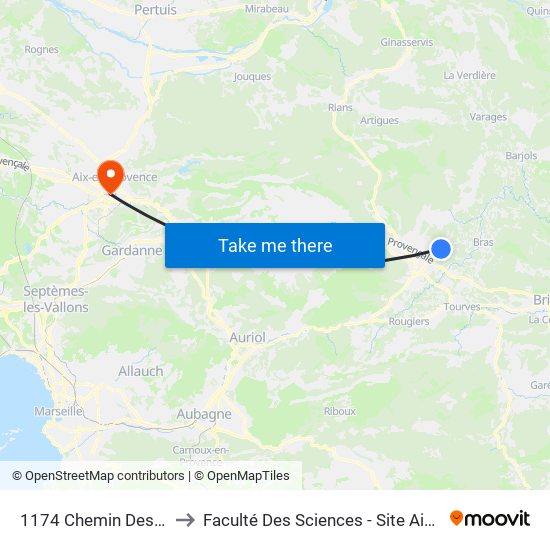 1174 Chemin Des Terriers to Faculté Des Sciences - Site Aix-Montperrin map