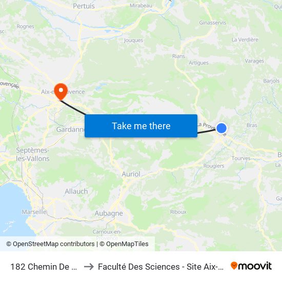 182 Chemin De Sceaux to Faculté Des Sciences - Site Aix-Montperrin map