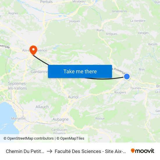 Chemin Du Petit Rayol to Faculté Des Sciences - Site Aix-Montperrin map