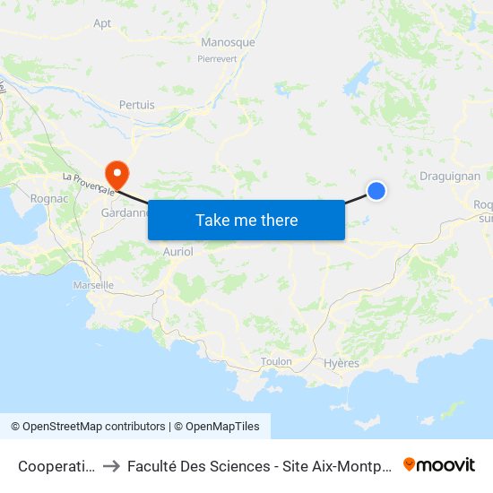 Cooperative to Faculté Des Sciences - Site Aix-Montperrin map