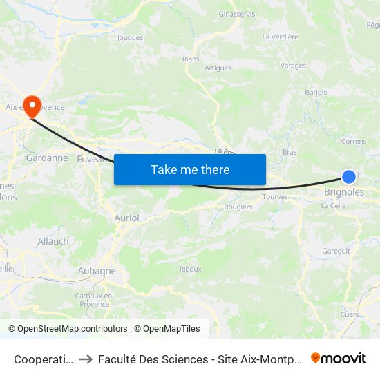 Cooperative to Faculté Des Sciences - Site Aix-Montperrin map