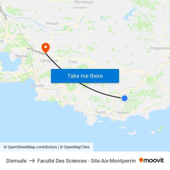 Dixmude to Faculté Des Sciences - Site Aix-Montperrin map