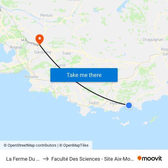 La Ferme Du Plan to Faculté Des Sciences - Site Aix-Montperrin map