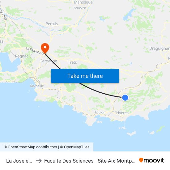 La Joselette to Faculté Des Sciences - Site Aix-Montperrin map