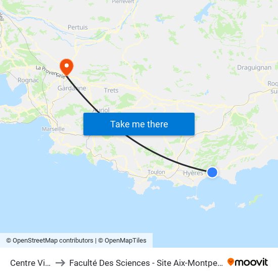 Centre Ville to Faculté Des Sciences - Site Aix-Montperrin map