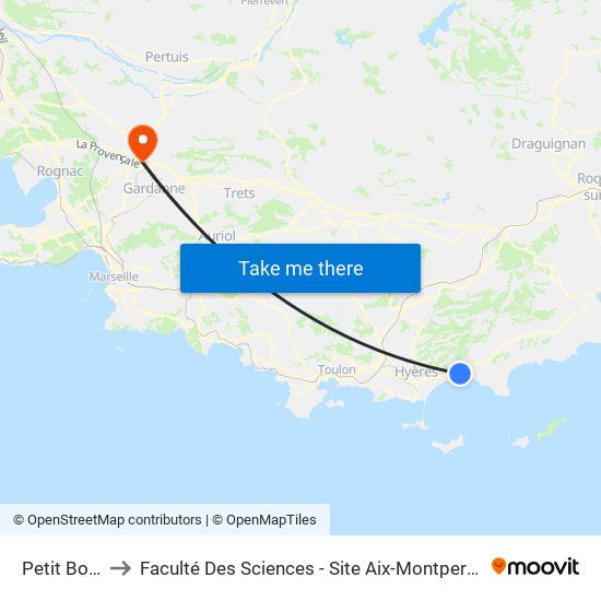 Petit Bois to Faculté Des Sciences - Site Aix-Montperrin map