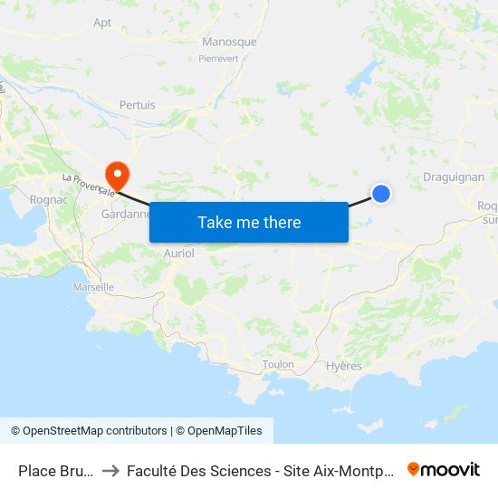 Place Bruny to Faculté Des Sciences - Site Aix-Montperrin map