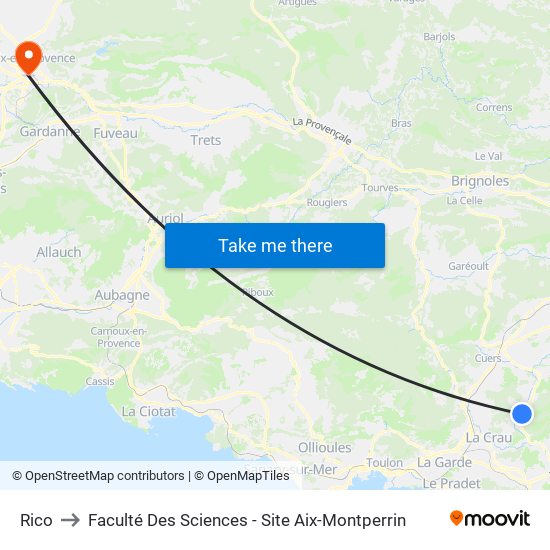 Rico to Faculté Des Sciences - Site Aix-Montperrin map