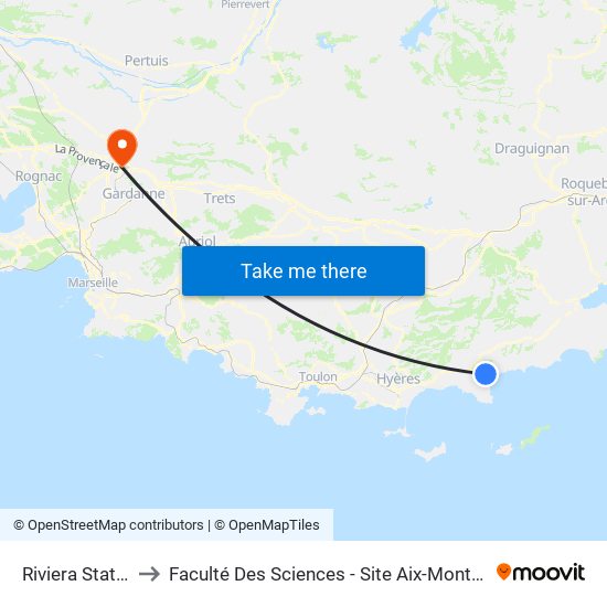 Riviera Station to Faculté Des Sciences - Site Aix-Montperrin map