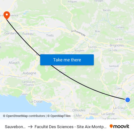 Sauvebonne to Faculté Des Sciences - Site Aix-Montperrin map