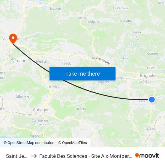 Saint Jean to Faculté Des Sciences - Site Aix-Montperrin map