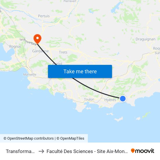 Transformateur to Faculté Des Sciences - Site Aix-Montperrin map