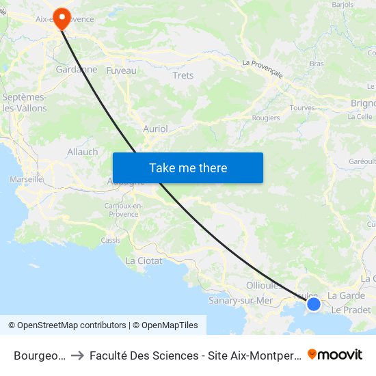 Bourgeois to Faculté Des Sciences - Site Aix-Montperrin map