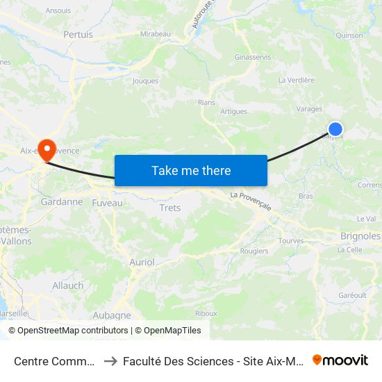 Centre Commercial to Faculté Des Sciences - Site Aix-Montperrin map