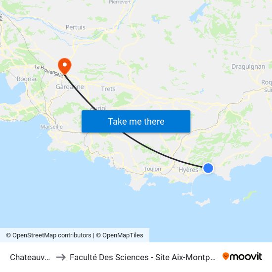 Chateauvert to Faculté Des Sciences - Site Aix-Montperrin map