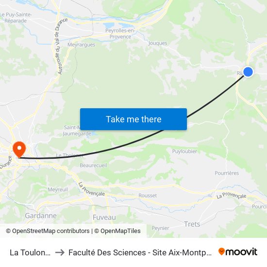 La Toulonne to Faculté Des Sciences - Site Aix-Montperrin map