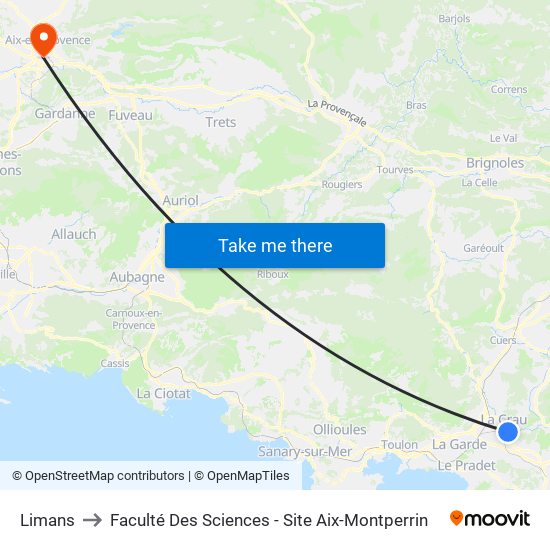 Limans to Faculté Des Sciences - Site Aix-Montperrin map