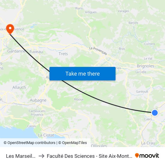 Les Marseillais to Faculté Des Sciences - Site Aix-Montperrin map