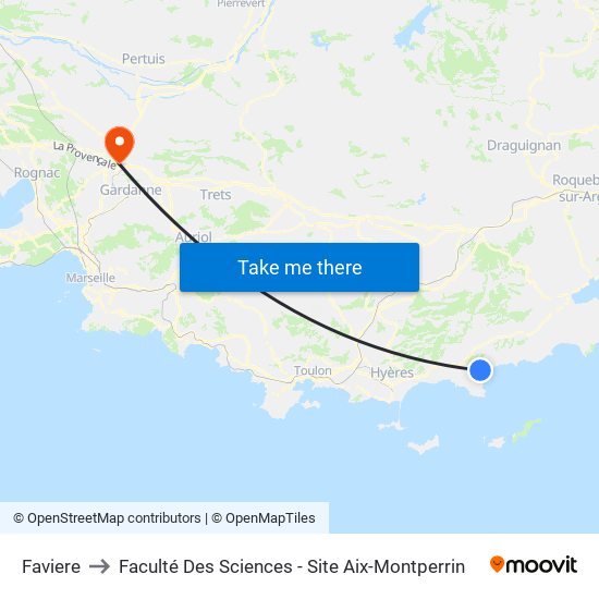 Faviere to Faculté Des Sciences - Site Aix-Montperrin map