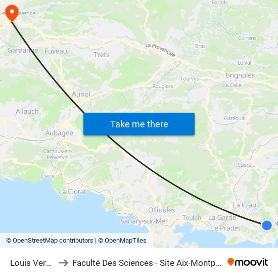 Louis Versin to Faculté Des Sciences - Site Aix-Montperrin map