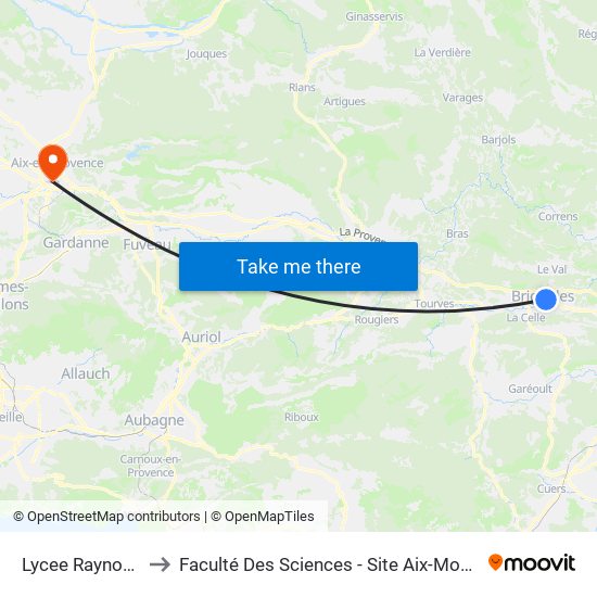 Lycee Raynouard to Faculté Des Sciences - Site Aix-Montperrin map