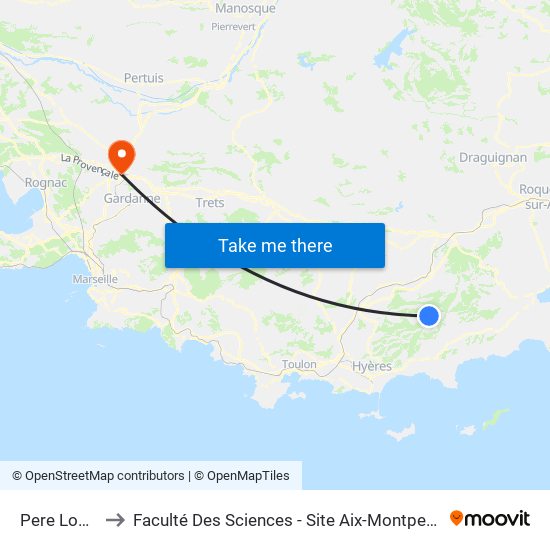 Pere Louis to Faculté Des Sciences - Site Aix-Montperrin map
