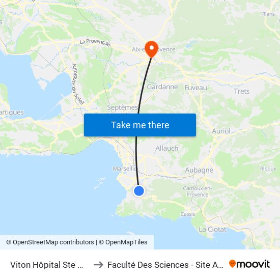 Viton Hôpital Ste Marguerite to Faculté Des Sciences - Site Aix-Montperrin map