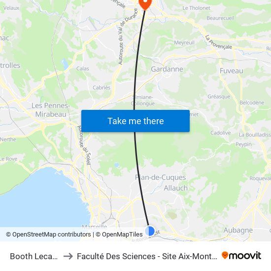Booth Lecache to Faculté Des Sciences - Site Aix-Montperrin map