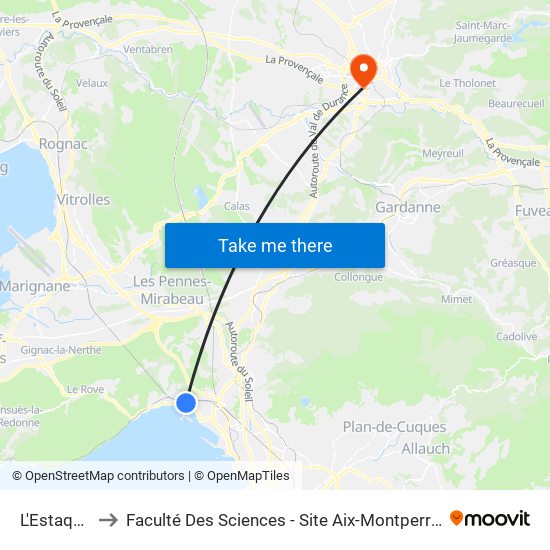 L'Estaque to Faculté Des Sciences - Site Aix-Montperrin map