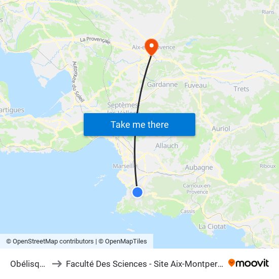 Obélisque to Faculté Des Sciences - Site Aix-Montperrin map