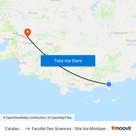 Catalanes to Faculté Des Sciences - Site Aix-Montperrin map