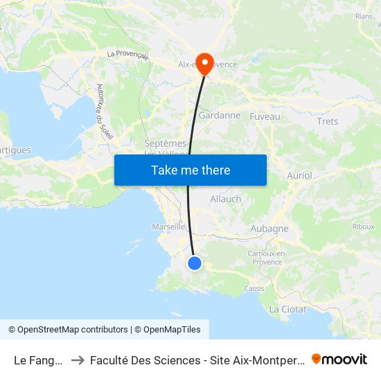 Le Fangas to Faculté Des Sciences - Site Aix-Montperrin map