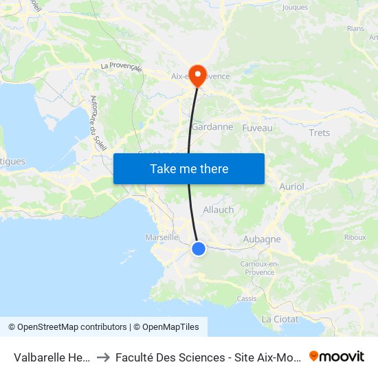 Valbarelle Heckel to Faculté Des Sciences - Site Aix-Montperrin map