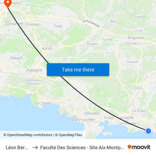 Léon Bérard to Faculté Des Sciences - Site Aix-Montperrin map