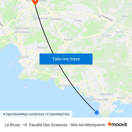 Le Brusc to Faculté Des Sciences - Site Aix-Montperrin map