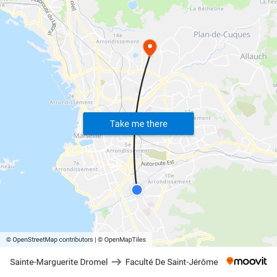 Métro Ste Marguerite Dromel to Faculté De Saint-Jérôme map