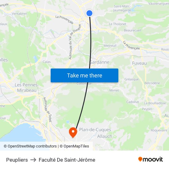 Peupliers to Faculté De Saint-Jérôme map