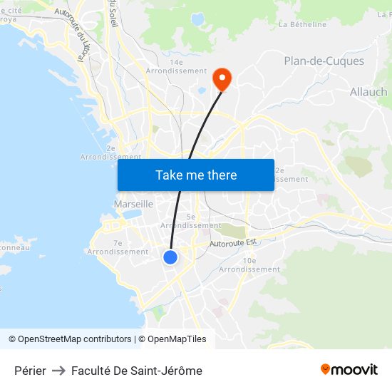 Périer to Faculté De Saint-Jérôme map