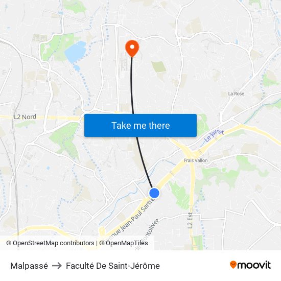 Malpassé to Faculté De Saint-Jérôme map