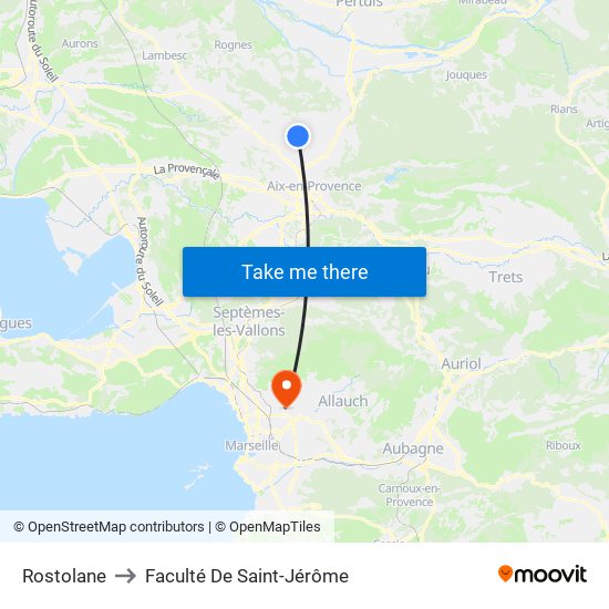 Rostolane to Faculté De Saint-Jérôme map