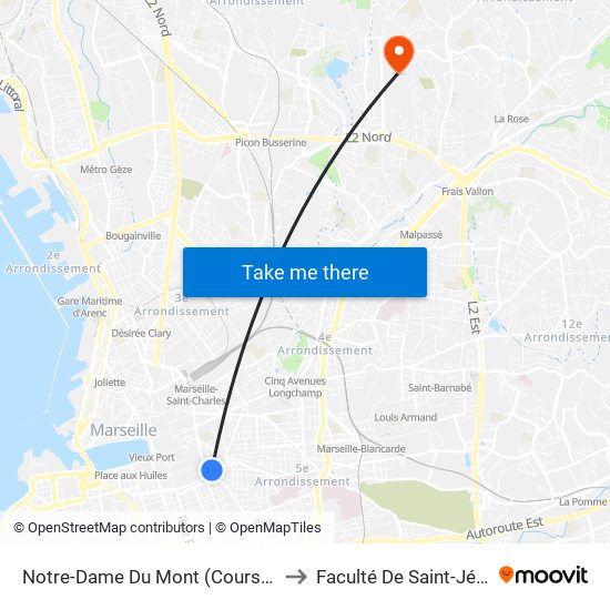Notre-Dame Du Mont (Cours Julien) to Faculté De Saint-Jérôme map