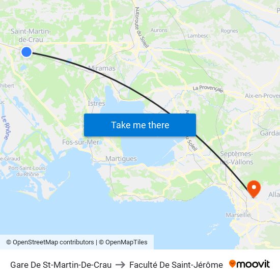 Gare De St-Martin-De-Crau to Faculté De Saint-Jérôme map