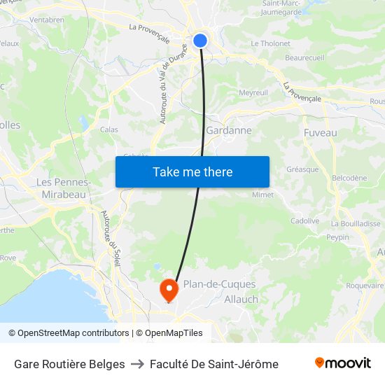 Gare Routière Belges to Faculté De Saint-Jérôme map