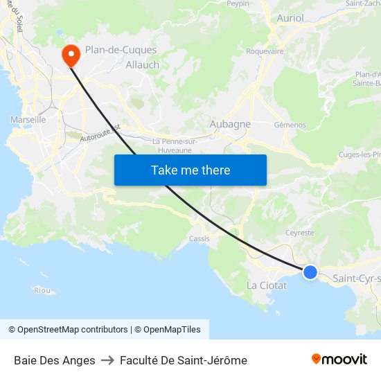 Baie Des Anges to Faculté De Saint-Jérôme map